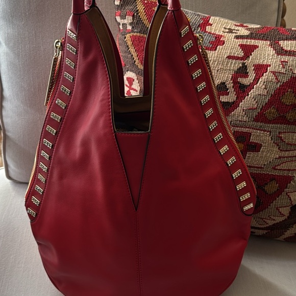 NEW Red Studded Leather Hobo Bag - Picture 2 of 6